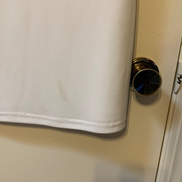 Sheri Bodell Size Small White Dress with Black Gemstones Neckline Trim - Picture 4 of 9